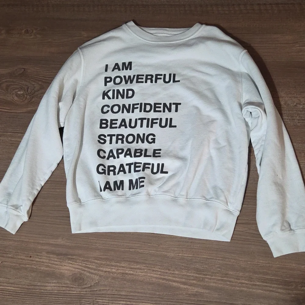 Anine Bing White Crewneck Sweater with Black Text